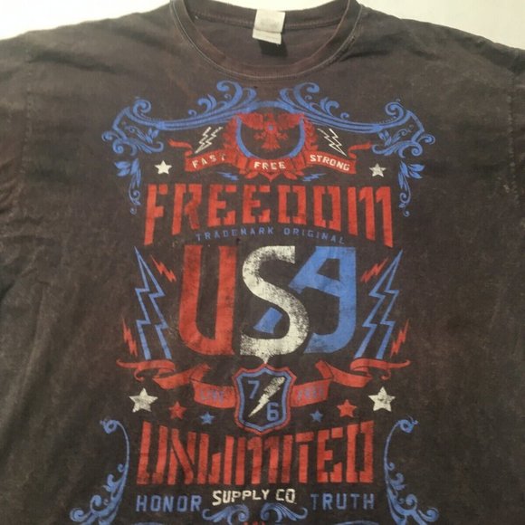 vintage T-Shirt truth live free Freedom Defender USA Mens 2xl fruit of the loom - Picture 10 of 10